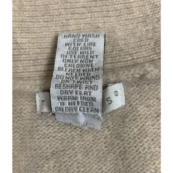 Tweeds Cardigan Womens Medium Beige Soft Wool Angora Rabbit 3/4 Sleeves Sweater - Picture 14 of 16